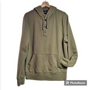 J. Crew  Hooded Fleece Lined Sweatshirt Olive Green Size Large